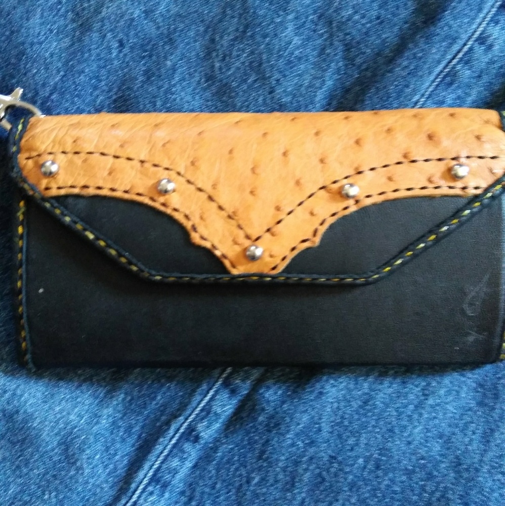 LJ Ostrich and Leather Wallet